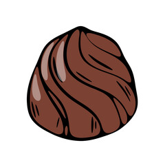 Illustration of a vector chocolate candy with dark glaze