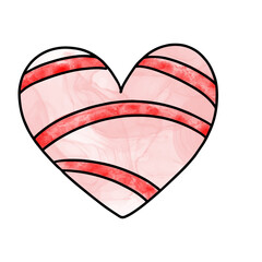Vector illustration of a colorful heart with a striped pattern.