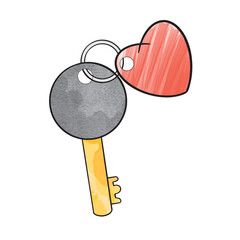 Illustration of a romantic key and heart