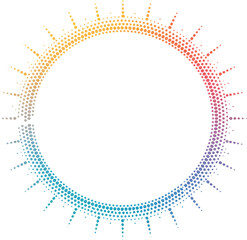 Abstract colorful halftone circle frame gradient background art