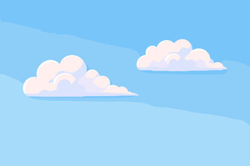 Fluffy clouds float serenely across a bright blue sky, perfect for children's books and cheerful designs