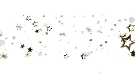 Elegant winter holiday background with gold stars and snowflakes. Perfect for Christmas, New Year, and winter celebrations.