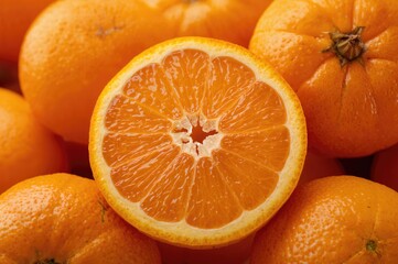 Close-up of juicy mandarins with selective focus, vibrant citrus fruits