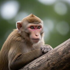 Obraz premium Curious Monkey on a Log.