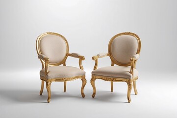 Collection of golden seats displayed against a white backdrop