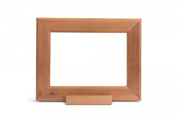 Isolated plain wooden photo frame with white background and clipping path
