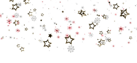 Elegant festive background with golden stars, snowflakes, and sparkle effect on white. Perfect for celebrations, events, and winter themes. Idea