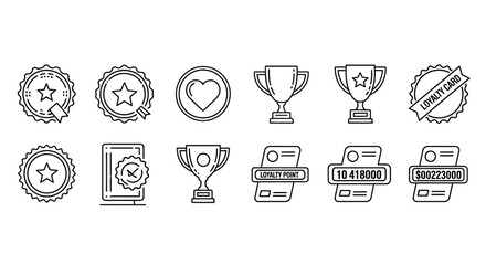 Collection of award badges trophies and stamp icons representing achievement and quality vector