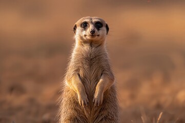 Fototapeta premium Single Suricata suricatta Mongoose Standing Upright
