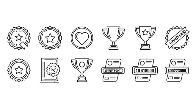 Collection of award badges trophies and stamp icons representing achievement and quality vector