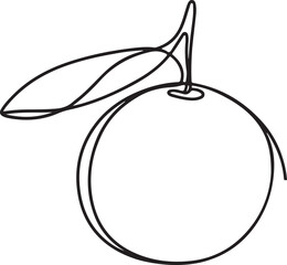 Orange Fruit One Line Drawing  Minimal Continuous Line Art Vector Illustration