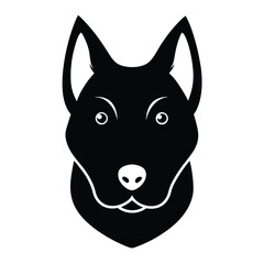 Silhouette of a dog head with clean lines isolated on white background