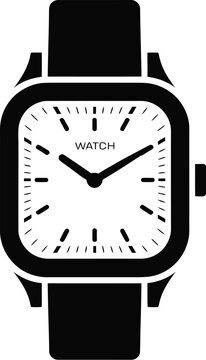 Modern Smartwatch Silhouette Icon with Square Face