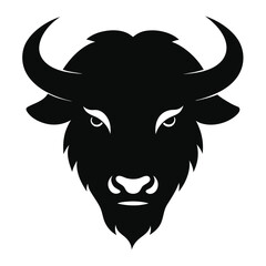 Striking silhouette of an american bison head with bold lines isolated on white background