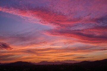 Breathtaking vibrant hues in the morning or evening sky