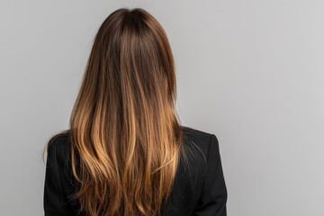 Portrait of a long haired woman from behind representing a professional or educator