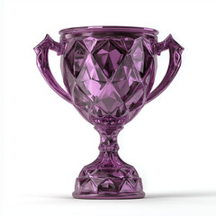 Ruby gemstone trophy cup on white background. Championship award victory symbol for sport or competition. Winner or achievement concept.