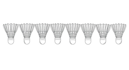 Eight badminton shuttlecocks lined up seamlessly for sport and game related designs vector