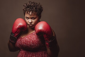 plus size woman wearing boxing gloves