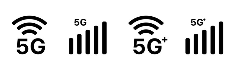 5G Signal Icon Set,Mobile Network and Internet Connection Symbol