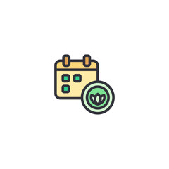 Calendar icon representing spa schedule, wellness appointment, and booking management system.