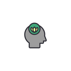 Human head icon symbolizing mental health, mindfulness, and relaxation therapy focus.