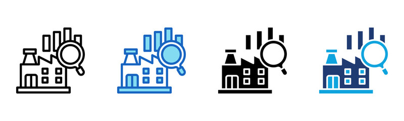 Industry Analysis icon Multi Style Vector Illustration
