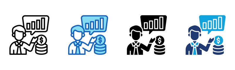 Financial Advisor icon Multi Style Vector Illustration
