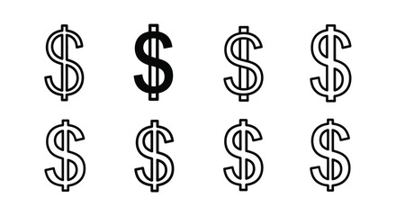 Set of dollar symbols various styles financial currency money sign icons collection vector