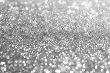 Sparkling silver bokeh backdrop with empty area