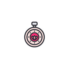 Clock or timer icon representing time management, relaxation duration, and proper spa session scheduling.