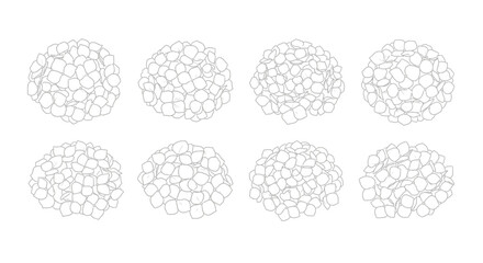 Abstract textured circles composed of numerous small geometric shapes vector