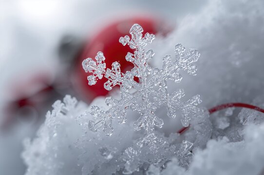 Close-up of Snowflake Structure - Powered by Adobe