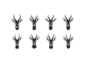 Stylized Gazelle Heads Silhouette Collection.