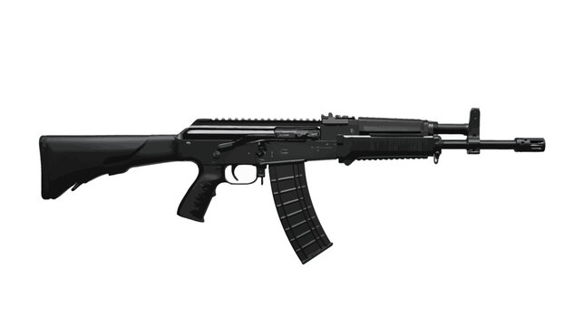 Modernized AK-12 assault rifle with black polymer furniture and a Picatinny rail.