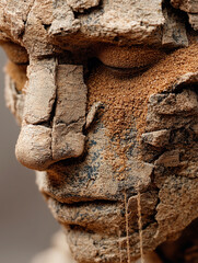 Time Crumbles: Human Statue Turning to Sand in Desert Hourglass