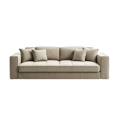 A minimalist sofa with clean lines and neutral tones. full length isolate on transparent background