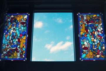 Fototapeta premium Colored glass window panels