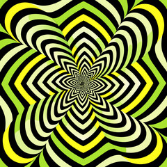Abstract psychedelic optical illusion vector art with kaleidoscopic symmetry