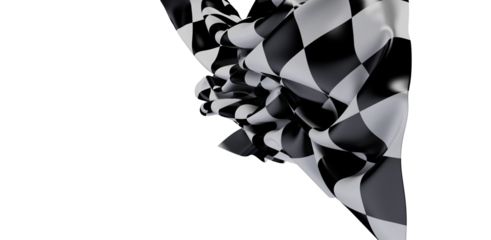 A detailed image of a checkered flag waving on a white background. Ideal for race themes, competition, and success visuals. Perfect for designs