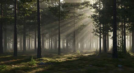 Obraz premium Forest sunlight rays