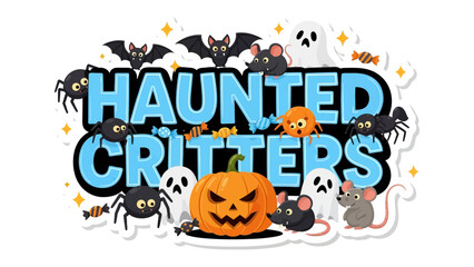 Haunted Critters: An enchanting ensemble of spooky creatures, including grinning pumpkins, playful spiders, and whimsical ghosts.