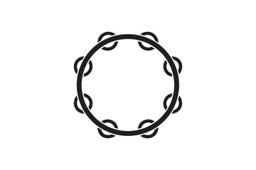 Tambourine Silhouette Icon Vector Design Musical Tambourine Black and White Silhouette