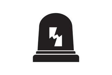 Obraz premium Emergency Siren Light with Lightning Icon Security Alarm Flasher Black Vector Illustration