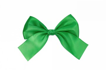 Glossy Green Satin Ribbon Displayed on White Backdrop for Decorative Purposes
