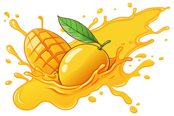 Tropical Mango Fruit Splash Graphic Design