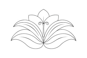 Elegant line art floral motif with swirling details abstract border