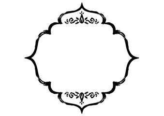 アジア風の飾りフレーム。豪華な装飾。手描きの荒い筆タッチ。