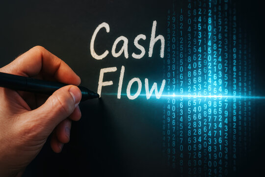 Cash finance money and technology combined with data and automation inspire modern business success