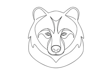 Line art a bear's face animal head